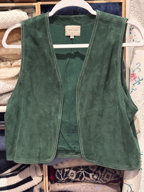 Sezane Tops - Sezane Blair Jacket Green Suede Vest US6